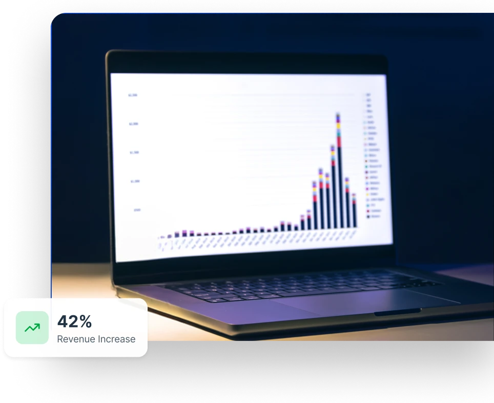 Laptop showing revenue chart